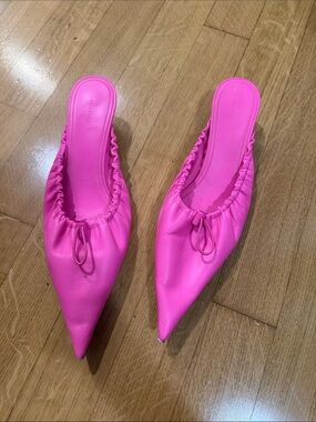 Balenciaga Bright Pink Pointed-Toe Slip-On Mules
